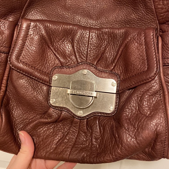 B MAKOWSKY Brown Genuine Leather Hand Bag Shoulder Satchel Bag Purse - Picture 5 of 9